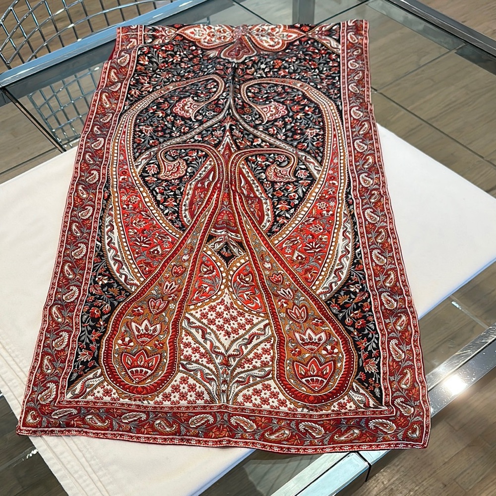 Silk Satin Paisley Patterned Scarf